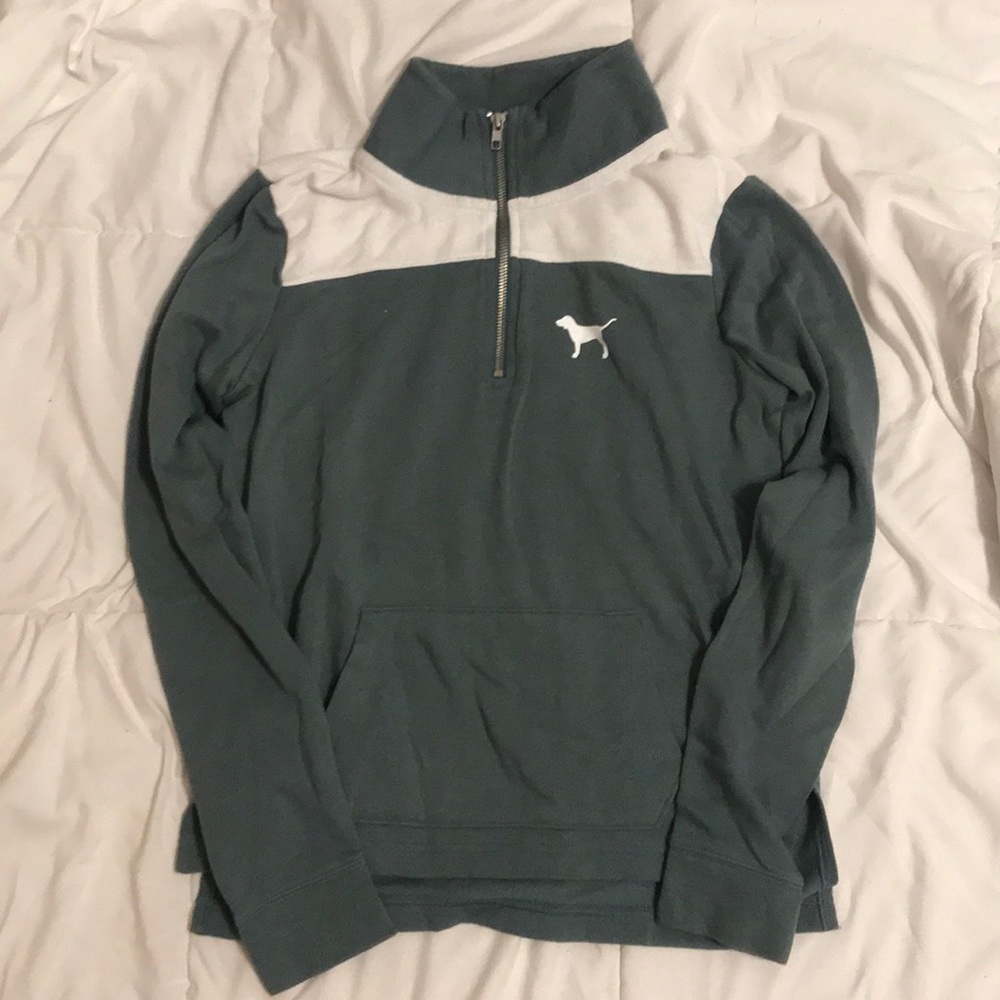 Olive green PINK quarter zip